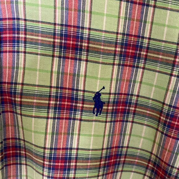 Men’s Polo Ralph Lauren Short Sleeve Button Down Shirt, Green Plaid, Size Large - Picture 2 of 6